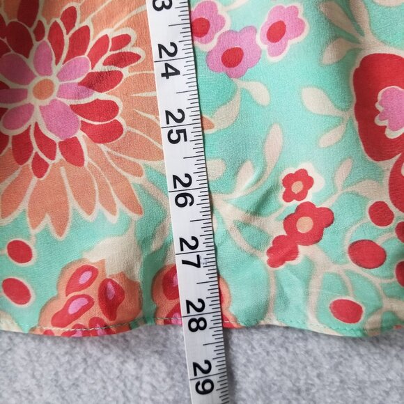 Anthropologie Fei Flores Silk Feminine Boho Peasant Embroidered Y2K Blouse Sz 14 - Picture 11 of 12